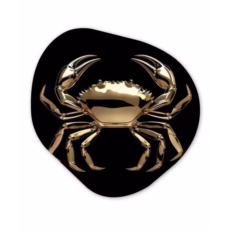 Organisch schilderij - Forex - Goud - Krab - Dieren - Zwart — 1