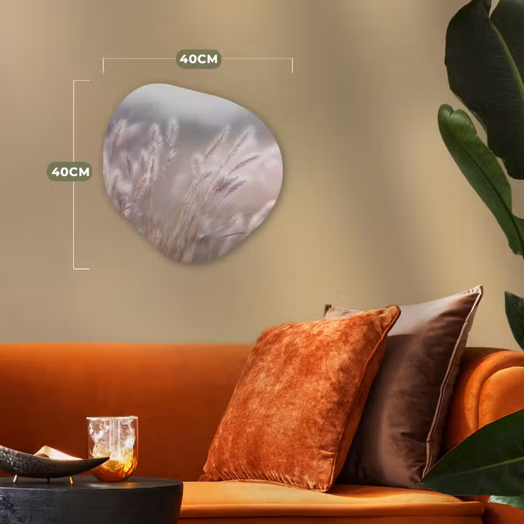 Organisch schilderij - Forex - Graspluimen - Wind - Beige - Mistig — 4