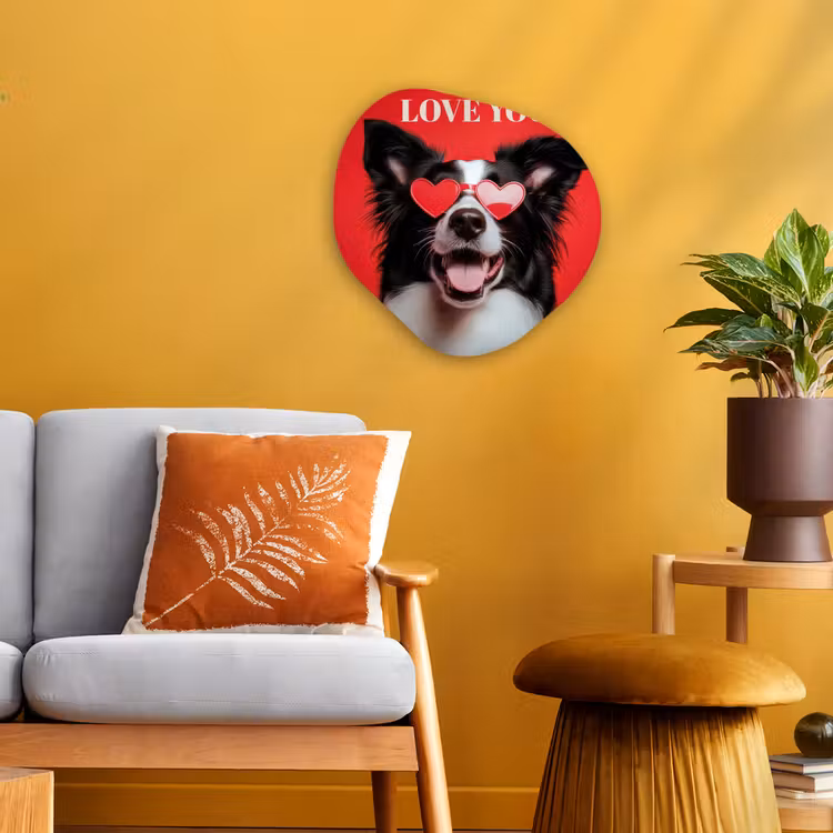 Organisch schilderij - Forex - Hond - Hartjesbril - Loveyou - Rood — 3