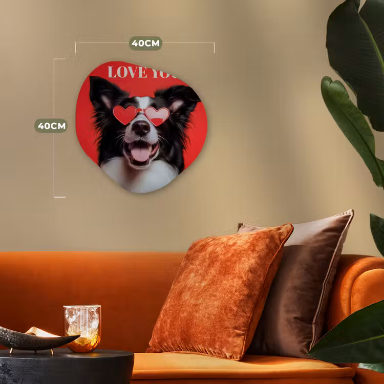 Organisch schilderij - Forex - Hond - Hartjesbril - Loveyou - Rood — 4