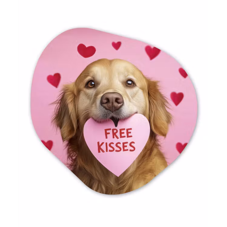 Organisch schilderij - Forex - Hond - Kiss- Valentijn - Hartjes — 1