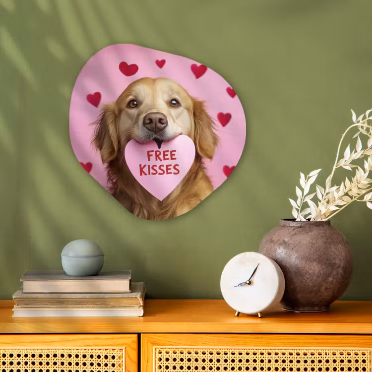 Organisch schilderij - Forex - Hond - Kiss- Valentijn - Hartjes — 2