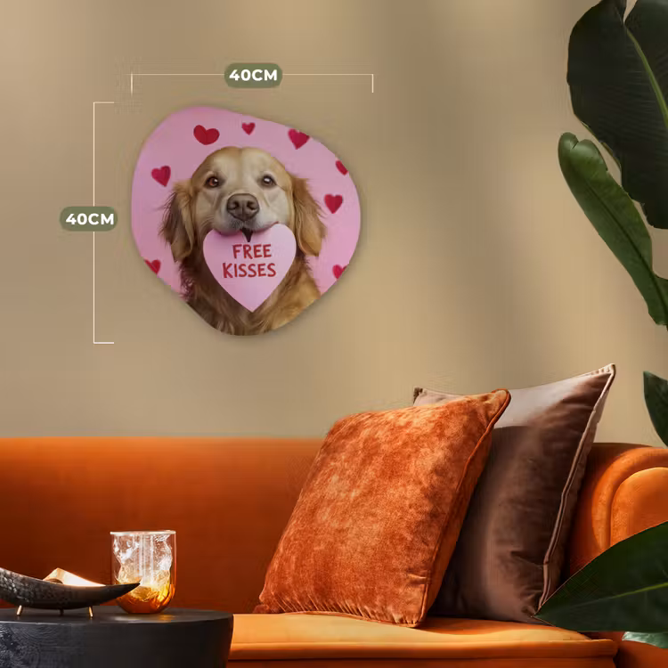 Organisch schilderij - Forex - Hond - Kiss- Valentijn - Hartjes — 4