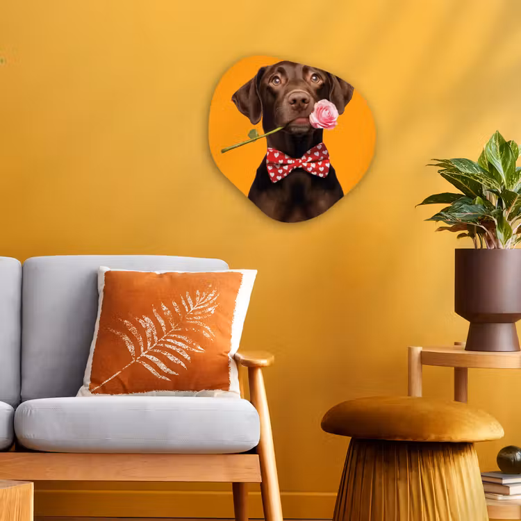 Organisch schilderij - Forex - Hond - Oranje - Roos - Valentijn — 3