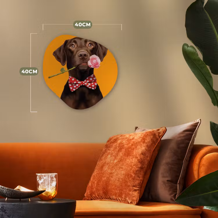 Organisch schilderij - Forex - Hond - Oranje - Roos - Valentijn — 4