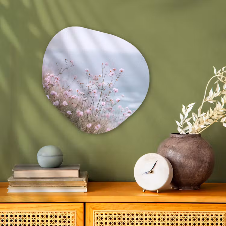 Organisch schilderij - Forex - Klif - Bloemen - Zee - Roze — 2