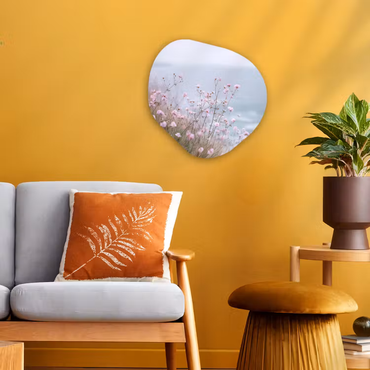 Organisch schilderij - Forex - Klif - Bloemen - Zee - Roze — 3