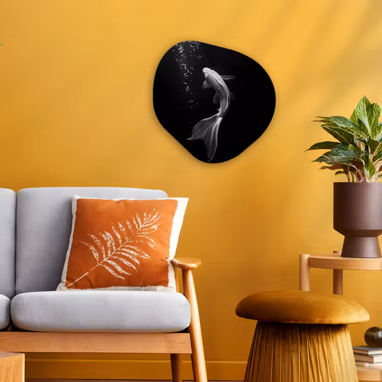 Organisch schilderij - Forex - Koi - Vis - Wit - Zwart — 3