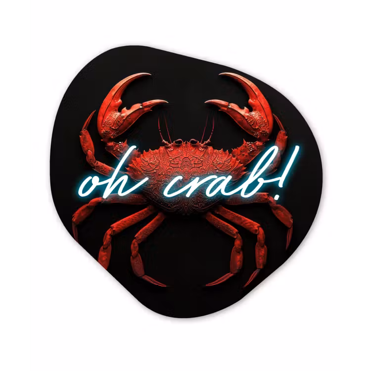 Organisch schilderij - Forex - Krab - Rood - Neon - Quote — 1