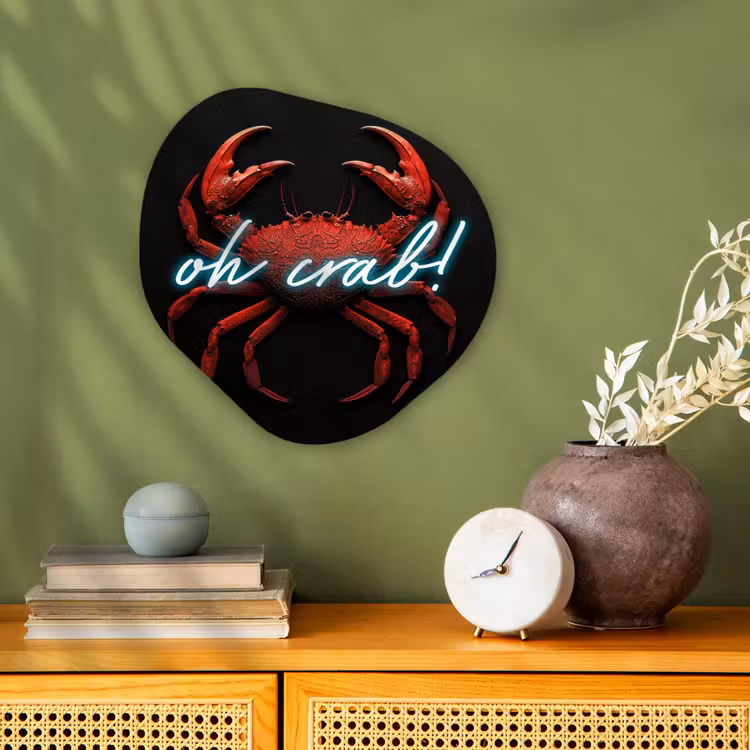 Organisch schilderij - Forex - Krab - Rood - Neon - Quote — 2