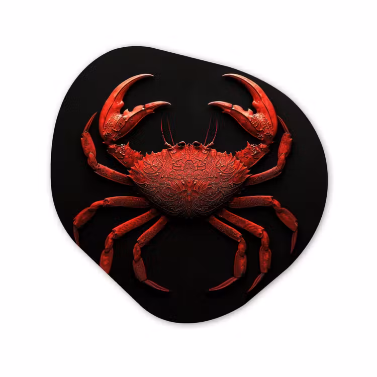 Organisch schilderij - Forex - Krab - Rood - Vissen - Schaaldieren — 1