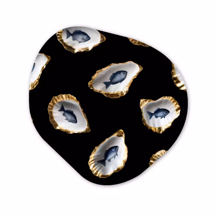 Organisch schilderij - Forex - Oesters - Vissen - Blauw - Goud — 1