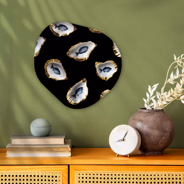 Organisch schilderij - Forex - Oesters - Vissen - Blauw - Goud — 2