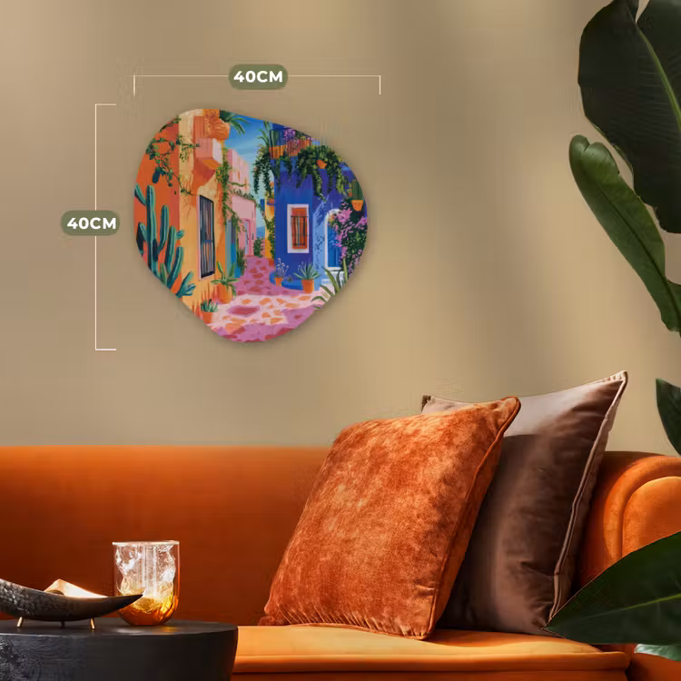 Organisch schilderij - Forex - Geel - Blauw - Oranje - Huis — 4