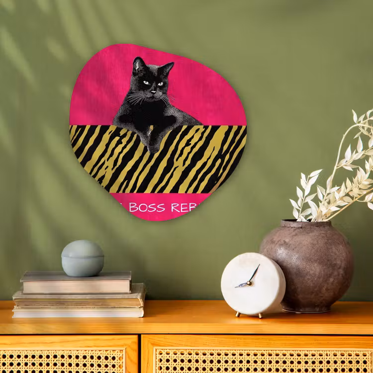 Organisch schilderij - Forex - Kat - Baas - Roze - Tijgerprint — 2