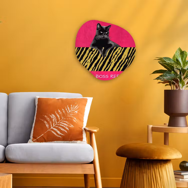 Organisch schilderij - Forex - Kat - Baas - Roze - Tijgerprint — 3