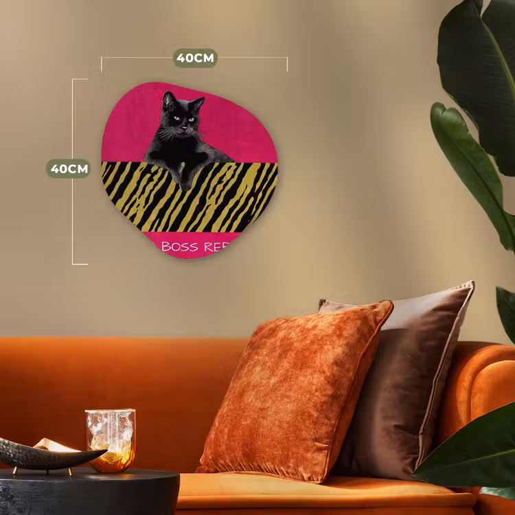 Organisch schilderij - Forex - Kat - Baas - Roze - Tijgerprint — 4