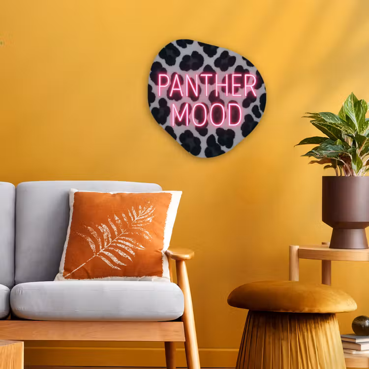 Organisch schilderij - Forex - Panterprint - Zwart - Neonletters - Roze — 3