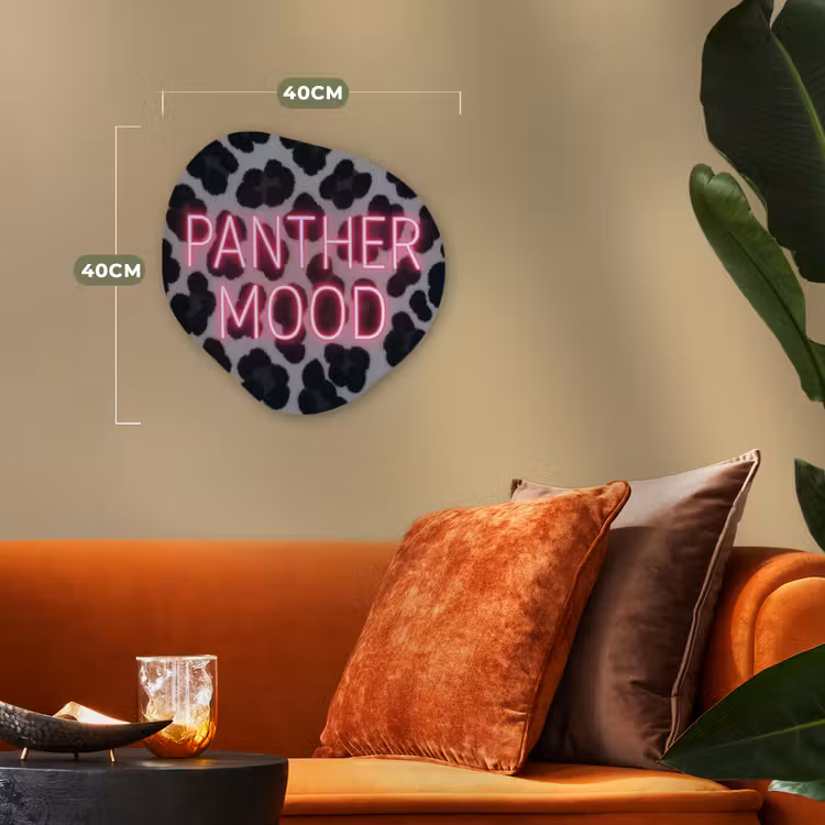 Organisch schilderij - Forex - Panterprint - Zwart - Neonletters - Roze — 4