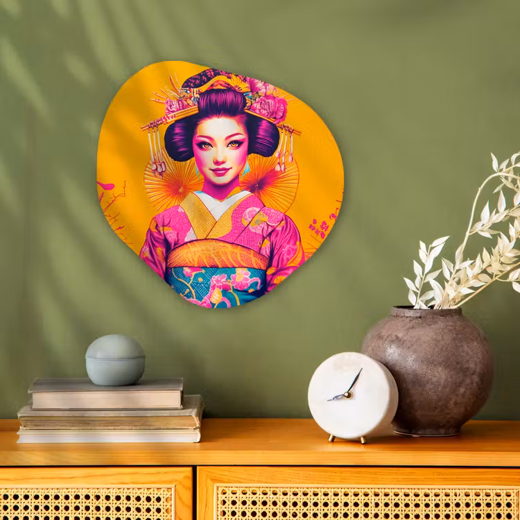 Organisch schilderij - Forex - Bloemen - Vrouw - Kimono - Roze — 2