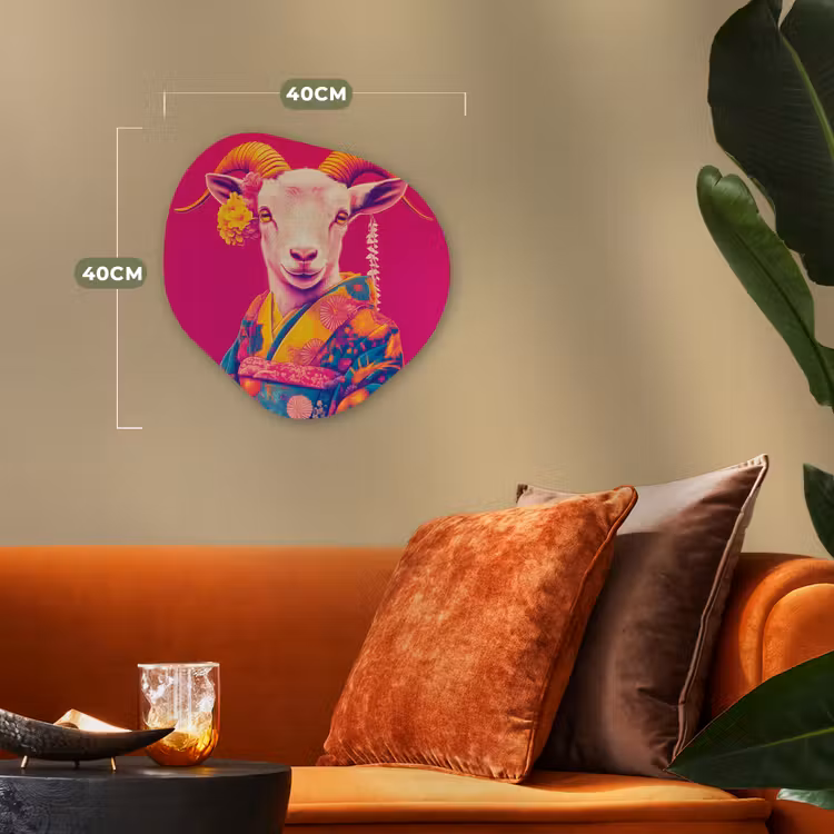 Organisch schilderij - Forex - Geit - Hoorns - Kimono - Kleurrijk — 4