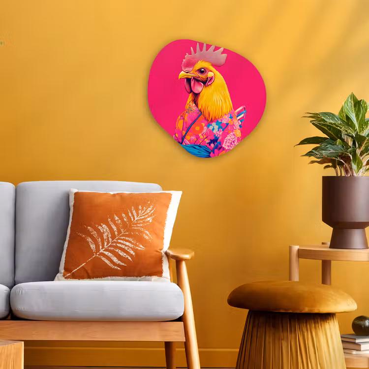 Organisch schilderij - Forex - Haan - Kleurrijk - Kimono - Roze — 3