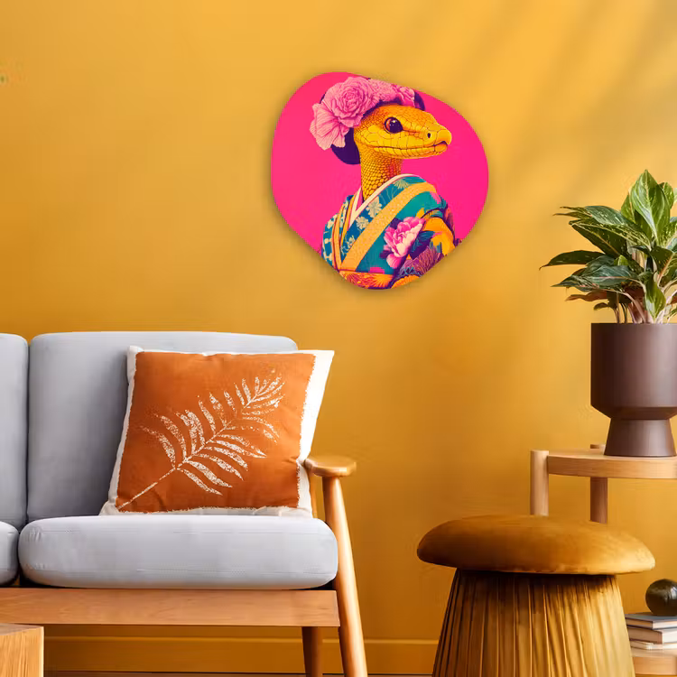 Organisch schilderij - Forex - Hagedis - Bloemen - Roze - Kimono — 3