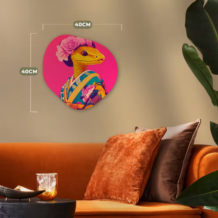 Organisch schilderij - Forex - Hagedis - Bloemen - Roze - Kimono — 4