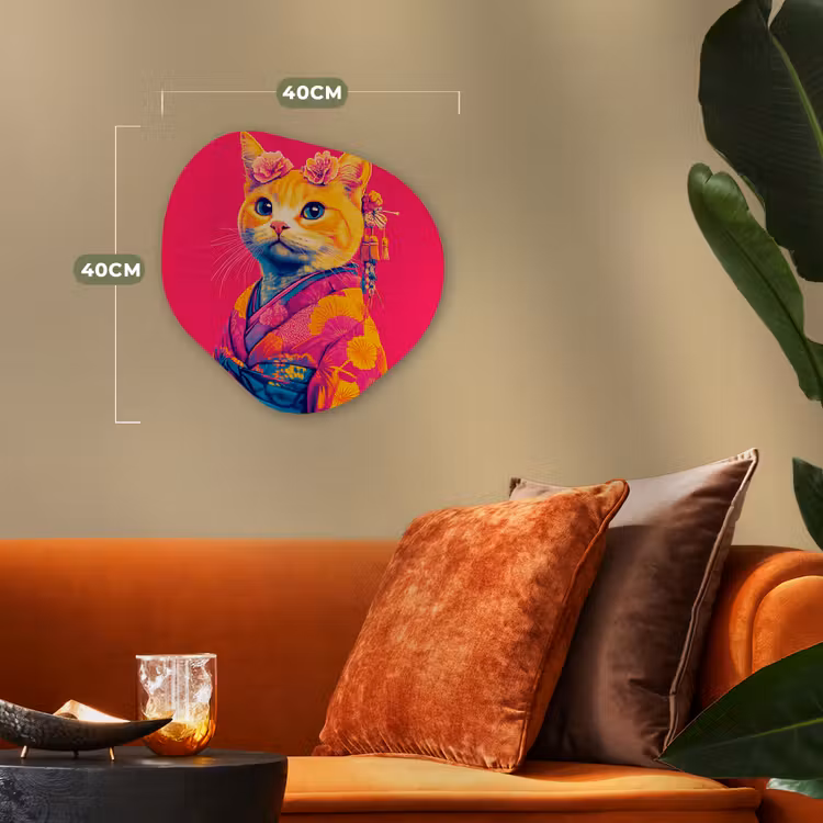 Organisch schilderij - Forex - Kat - Kimono - Bloemen - Roze — 4