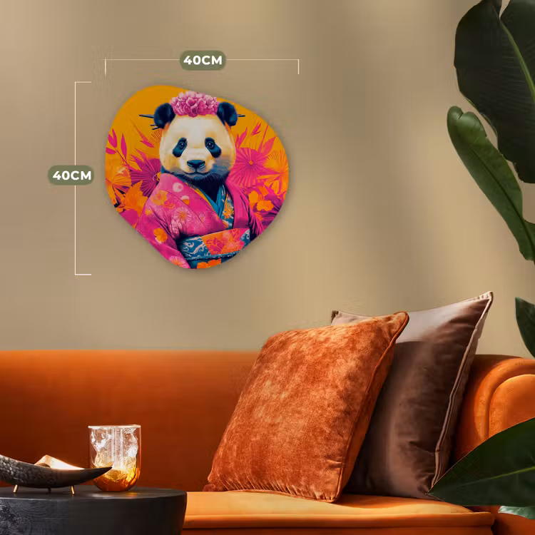 Organisch schilderij - Forex - Kimono - Roze - Panda - Bloemenkroon — 4