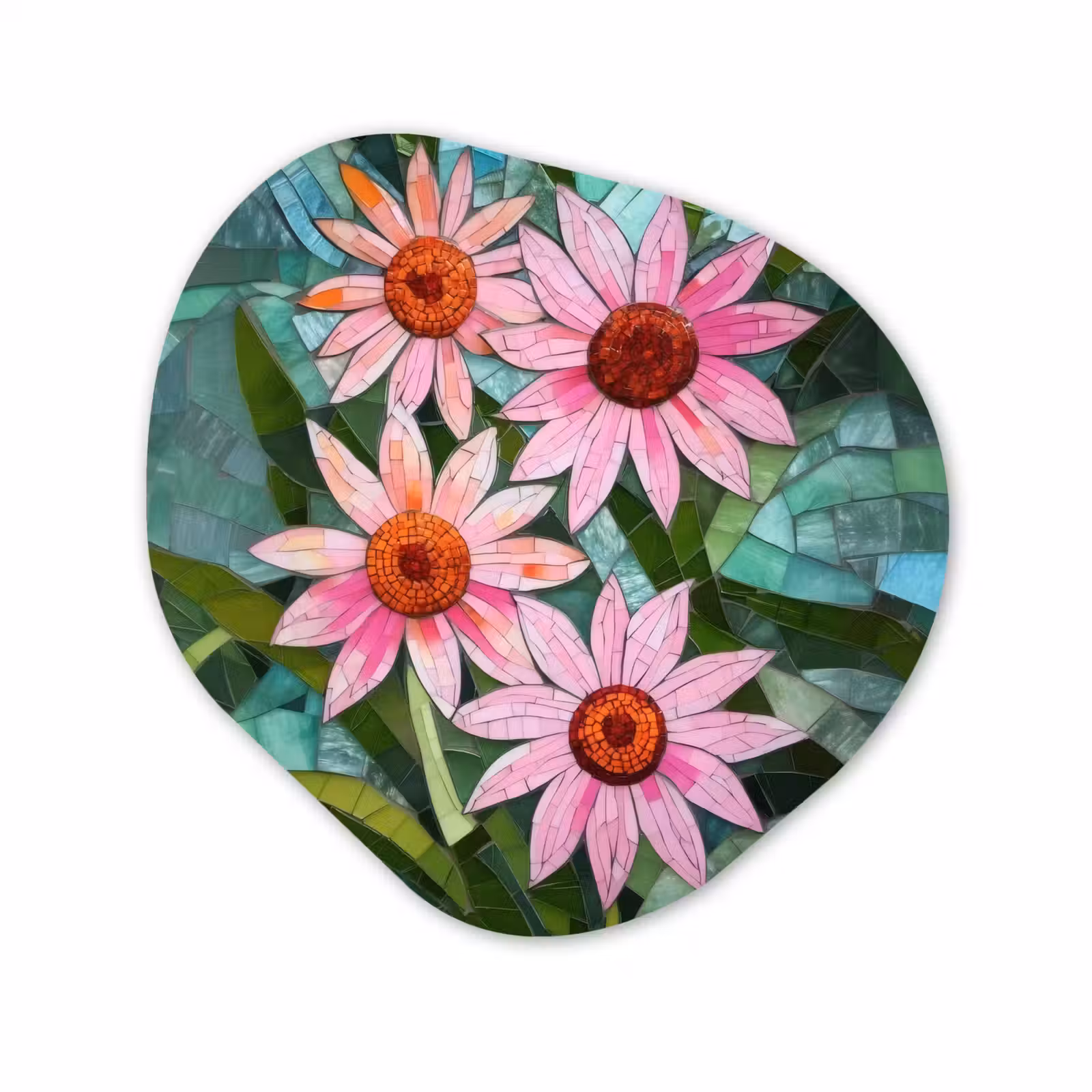 Organisch schilderij - Forex - Bloemen - Roze - Glasmozaïek — 1