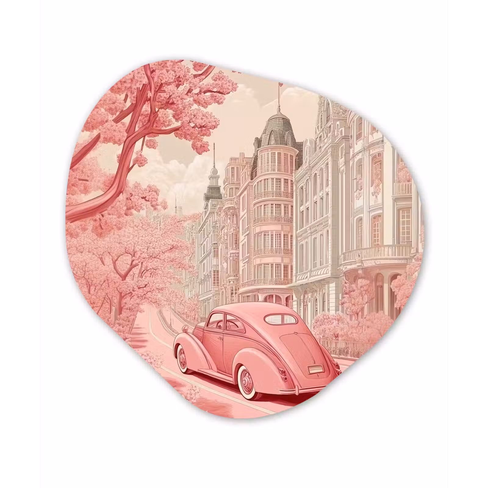 Organisch schilderij - Forex - City - Car - Pink — 1