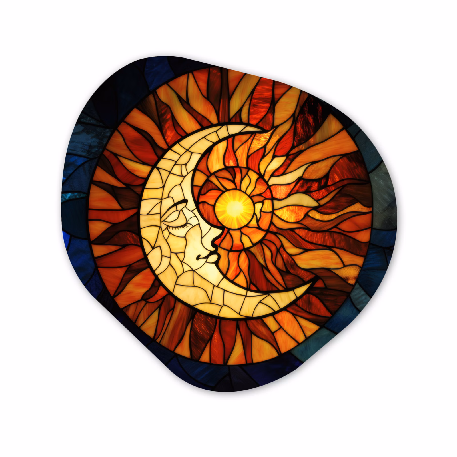 Organisch schilderij - Forex - Mozaïek - Glas - Maan - Donkerblauw — 1