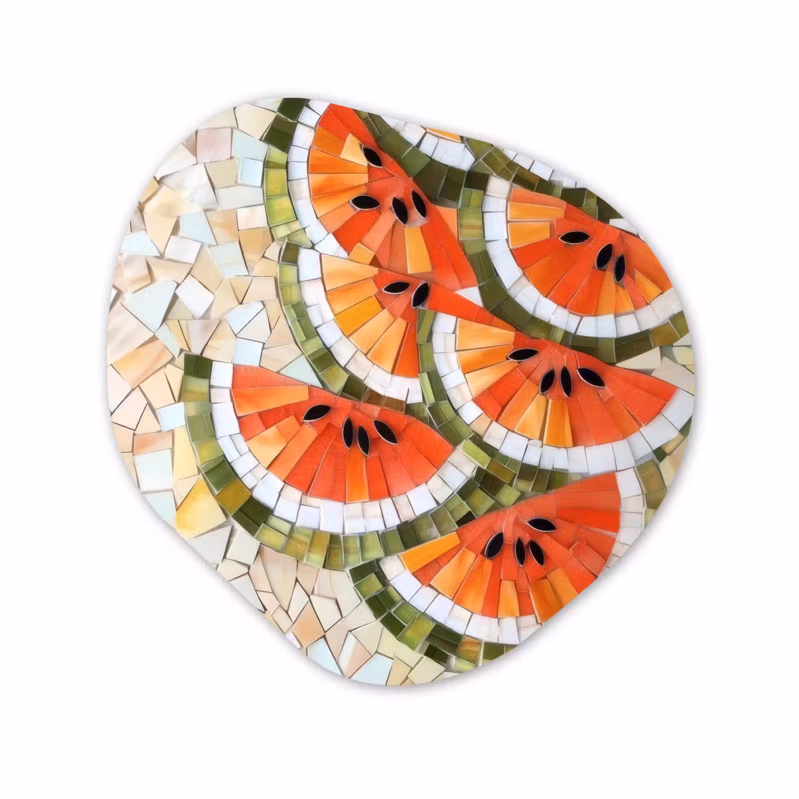 Organisch schilderij - Forex - Mozaïek - Watermeloen - Rood - Pitten — 1