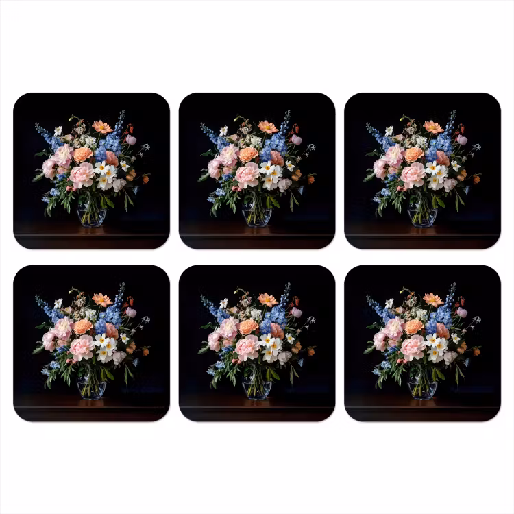 Onderzetter - Pastel - Bloemen - Glazen - Vaas — 1
