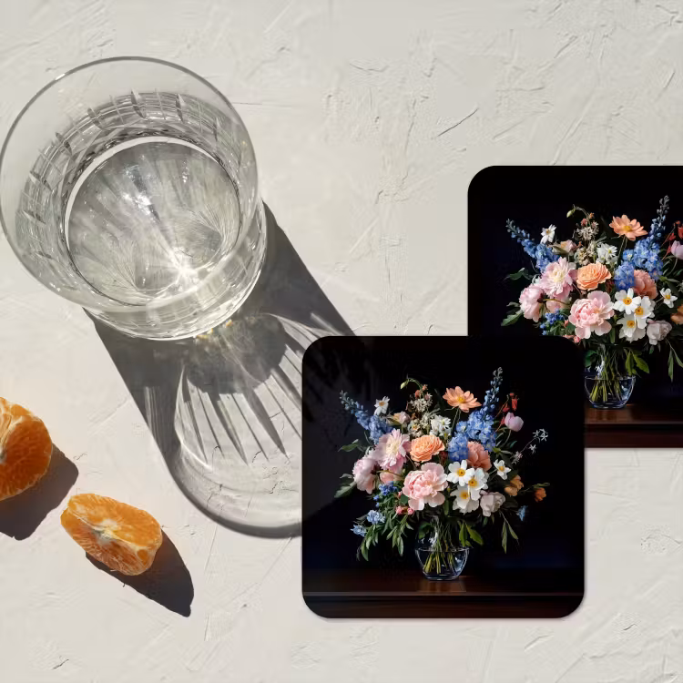 Onderzetter - Pastel - Bloemen - Glazen - Vaas — 3