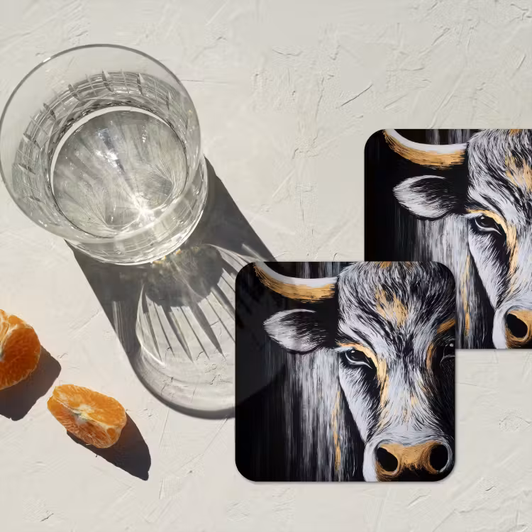 Onderzetter - Stier - Hoorns - Snuit - Goud — 3