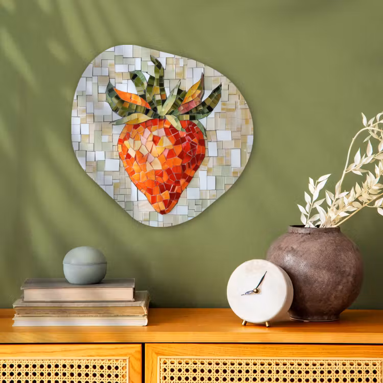 Organisch schilderij - Forex - Aardbei - Rood - Mozaïek - Fruit — 2