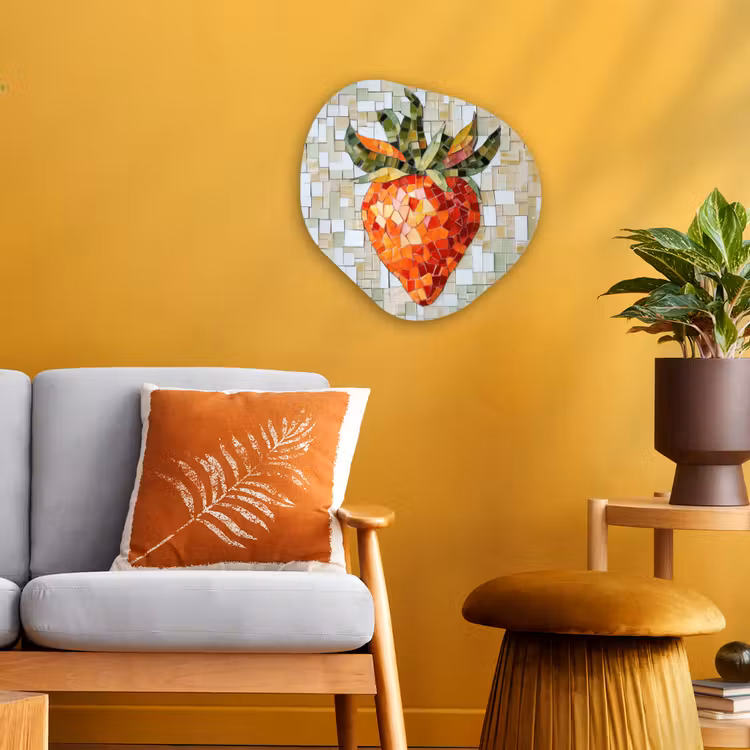Organisch schilderij - Forex - Aardbei - Rood - Mozaïek - Fruit — 3