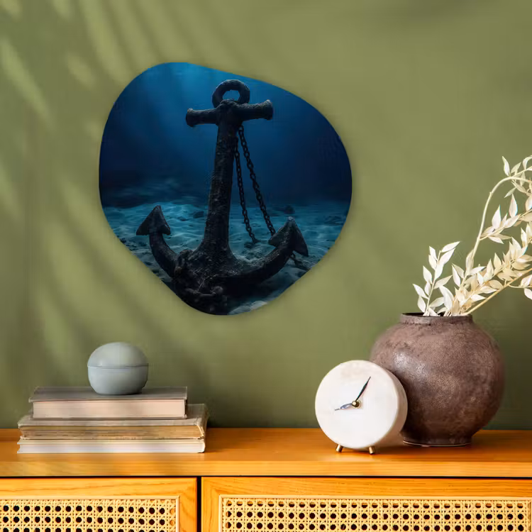 Organisch schilderij - Forex - Anker - Ijzer - Zeebodem - Zand — 2