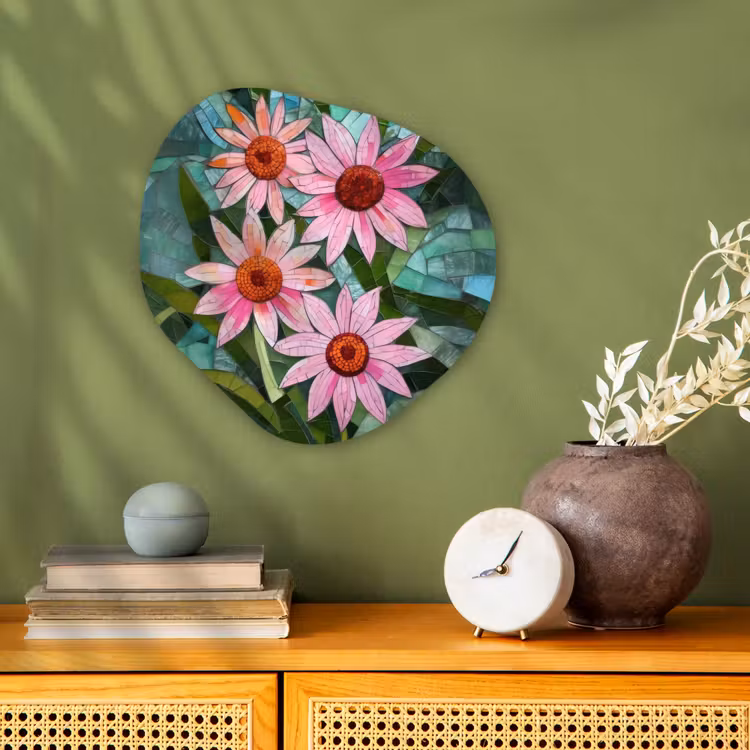 Organisch schilderij - Forex - Bloemen - Roze - Glasmozaïek — 2
