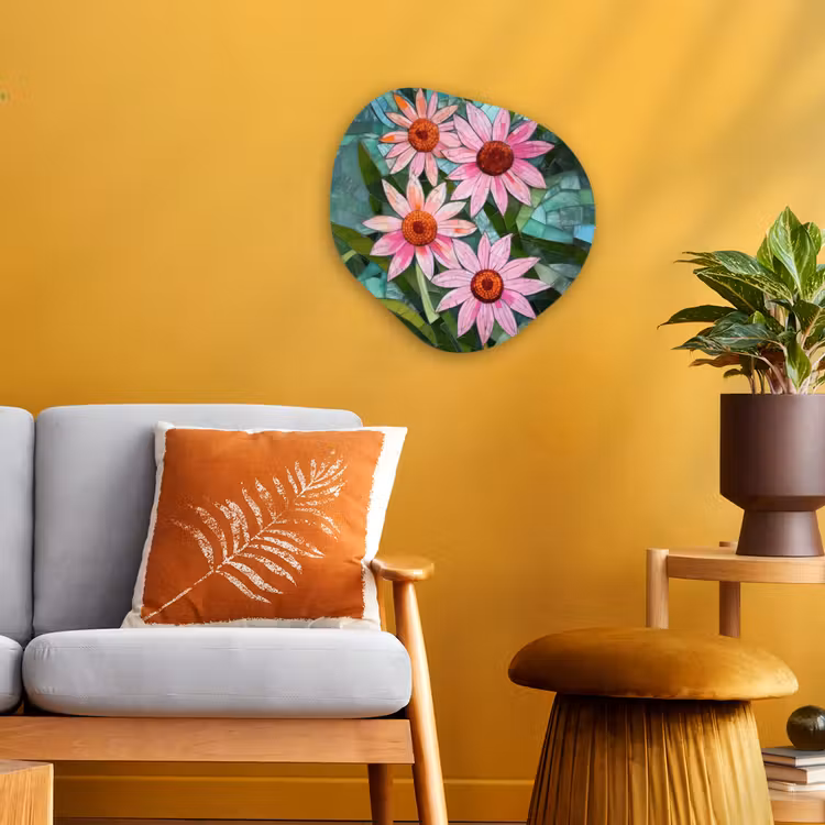 Organisch schilderij - Forex - Bloemen - Roze - Glasmozaïek — 3