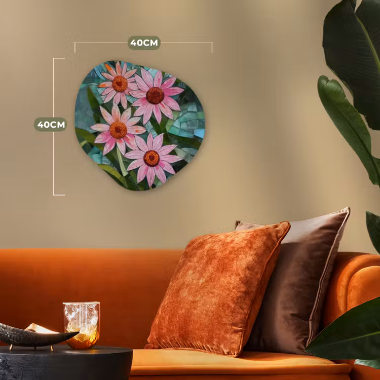 Organisch schilderij - Forex - Bloemen - Roze - Glasmozaïek — 4