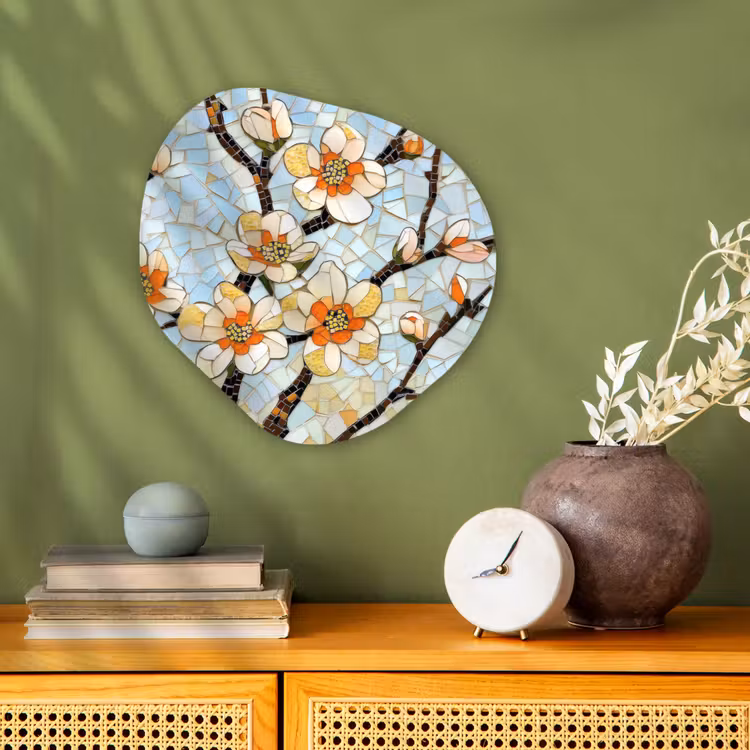 Organisch schilderij - Forex - Bloesems - Wit - Mozaïek - Tak — 2