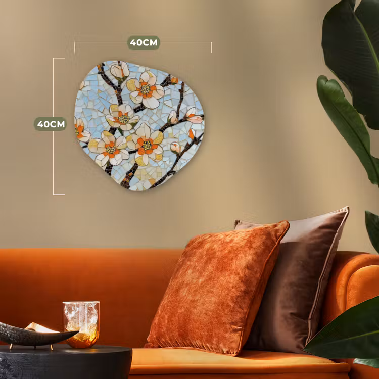 Organisch schilderij - Forex - Bloesems - Wit - Mozaïek - Tak — 4
