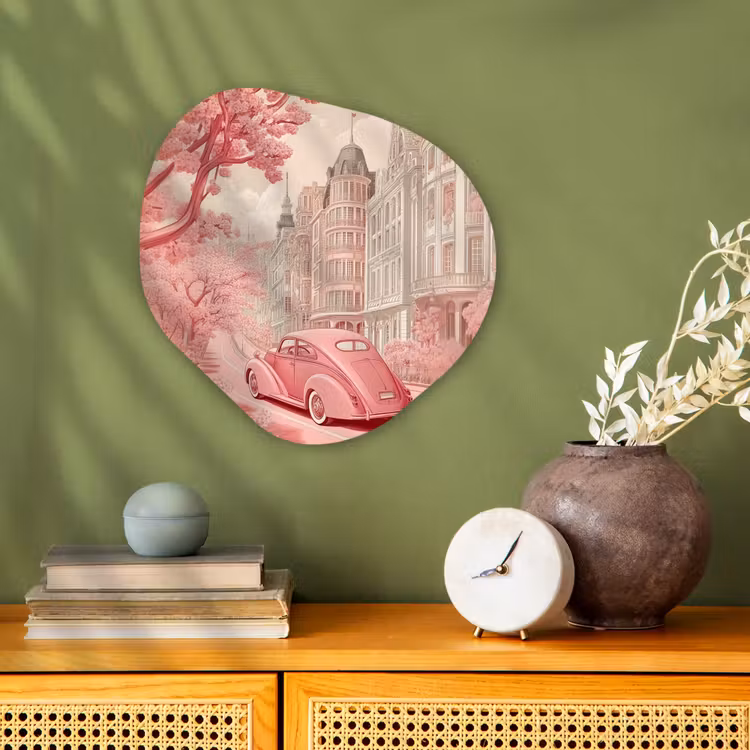 Organisch schilderij - Forex - City - Car - Pink — 2