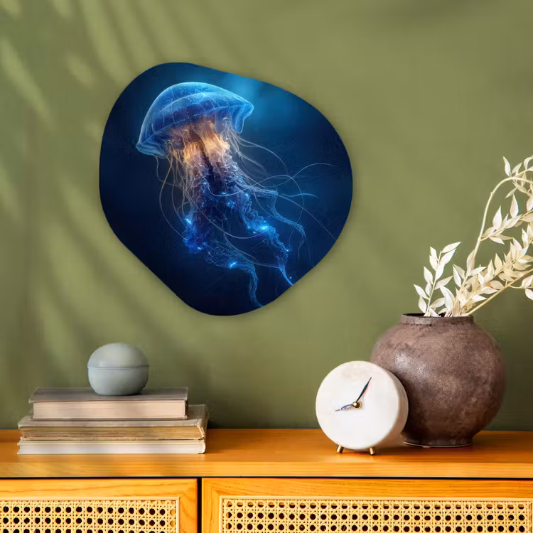 Organisch schilderij - Forex - Kwal - Lichtgevend - Tentakels - Blauw — 2