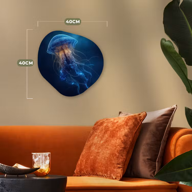 Organisch schilderij - Forex - Kwal - Lichtgevend - Tentakels - Blauw — 4