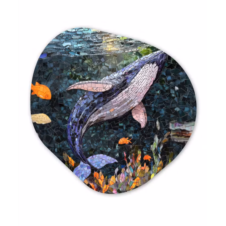 Organisch schilderij - Forex - Mozaïek - Walvis - Koraal - Water — 1