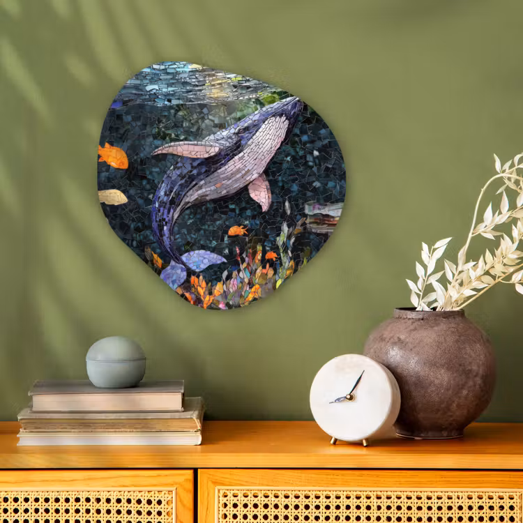 Organisch schilderij - Forex - Mozaïek - Walvis - Koraal - Water — 2